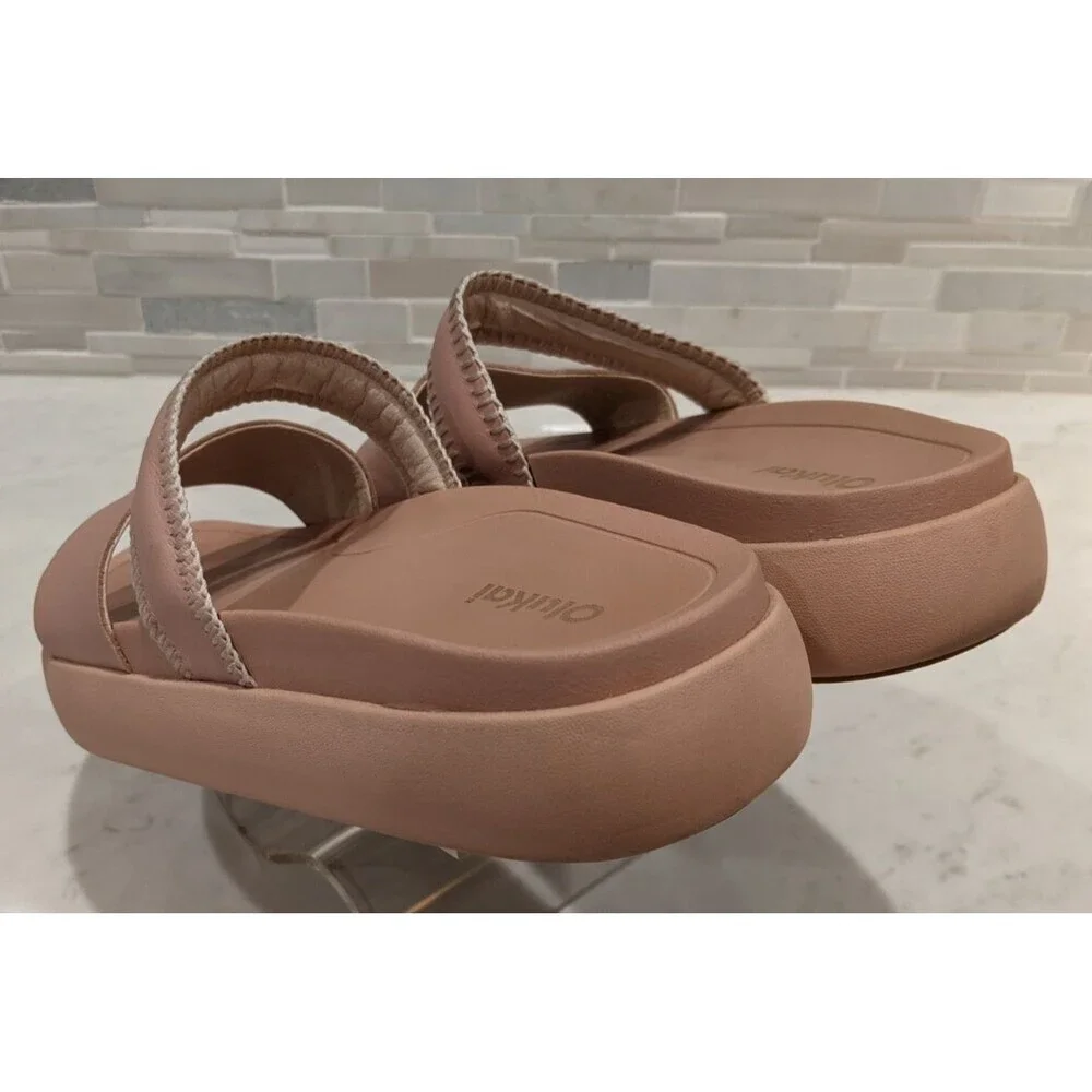 Women's OluKai PAE 2-Strap Leather Platform Sandals in Soft Pink Size 9 - Picture 8 of 13